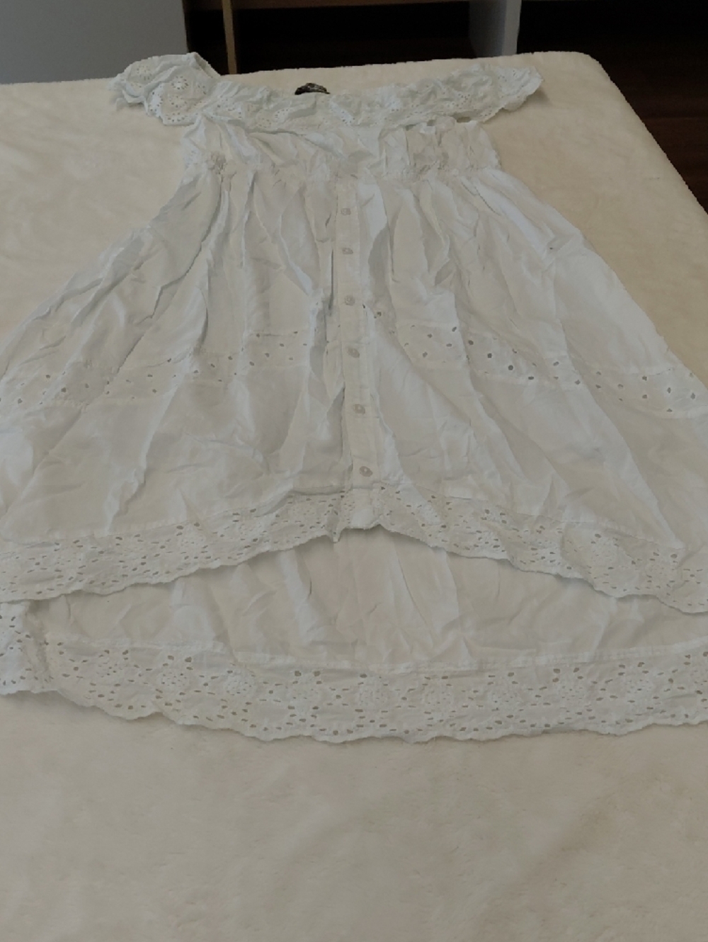 J.  GLEE   White High-Low Off Shoulder Women's Eyelet Xl Dress - Picture 11 of 13